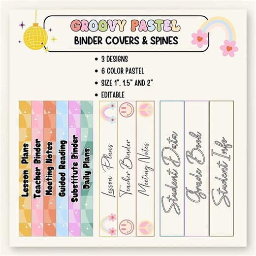 Groovy Pastel Binder Covers DIY