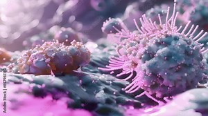 A reconstruction of dendritic cells layered throughout the skin acting as a first line of defense against pathogens.