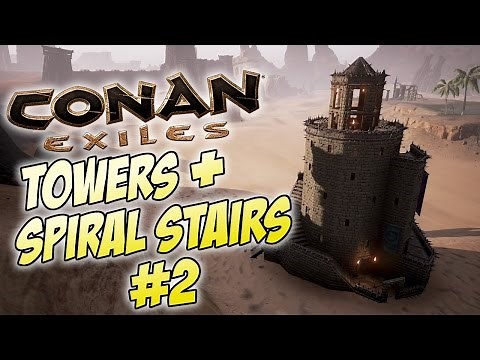Conan Exiles - Round Tower Tutorial / How to Build Towers With Winding Spiral Stairs - Part 2