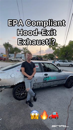 Saab 9-3 Hood Exit Exhaust - EPA Compliant? 😱🔥🚗 #saab #cars #carshorts #modified #car