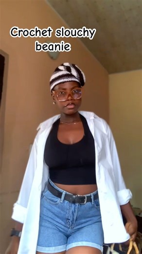 Styling the Crochet slouchy beanie 🩶#crochet #crocheter #diy #crochetbeanie #crochettutorial
