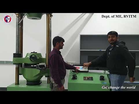 Compression test on brittle material (Cast iron) using UTM, RVITM by Dr. Durga Prasad C