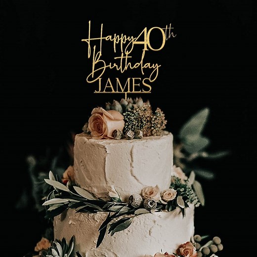 Happy Birthday Cake Topper With Name, Personalized Birthday Cake Topper, 25th 30th 40th Birthday Cake Topper, 50th Anniversary Cake Topper - Etsy