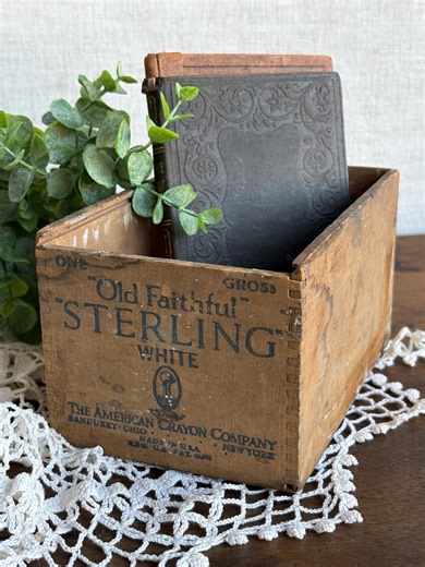 Vintage Old Faithful Crayon Box | American Crayon Co. Advertising Crate - Etsy