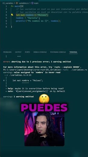 ¡Rust te obliga a ser el mejor programador! Mira cómo el compilador te *regaña*.