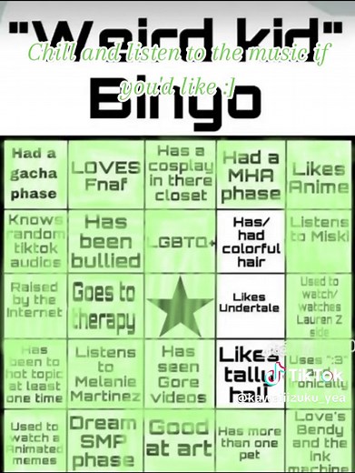 Weird kid Bingo
