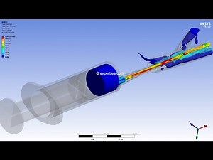 ANSYS WB Explicit Dynamics with fluids - FEA simulation of injecting water with syringe in a vein