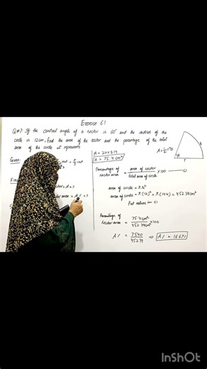 Area of sector #class9math #basicproblems #shorts