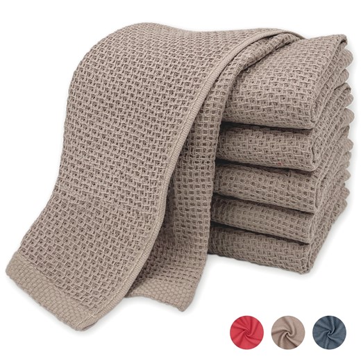 6 Pack 100% Cotton Kitchen Dish Cloths, Waffle Weave Dish Cloths for Washing Dishes, Kitchen Dish Towels Rags, 12x12 Inches, Brown