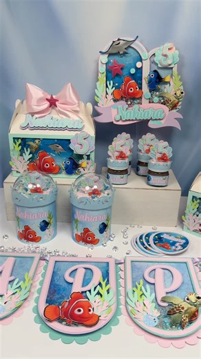 Personalized Birthday Party decorations | Finding Nemo party package, I’m in love with having worked on this beautiful Nemo theme 🪸💗🐠✨!! This package includes: 🪸 Cake topper... | Instagram