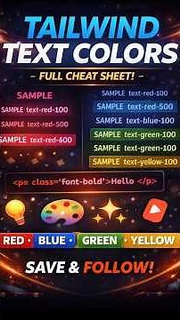 Tailwind CSS Text Colors explained .Want full text colors Cheat sheet. (LINK IN DESCRIPTION)