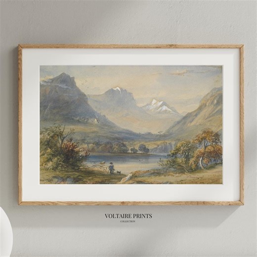 Vintage Mountain Lake Wall Art Print Landscape Painting Antique Nature Printable Digital Download #454 - Etsy