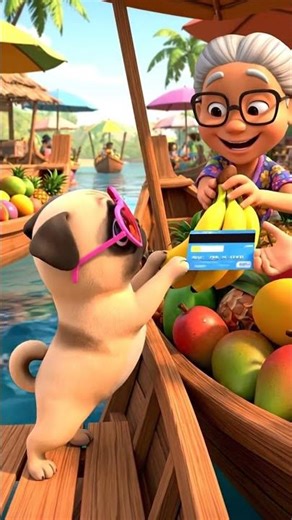 Cute Pug Buys Bananas | Adorable Tropical Adventure