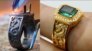 2.8M views · 48K reactions | Dragon design green emerald gold ring making #viral #trending #trend | Glimmering jewellery | Facebook
