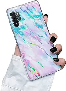 Galaxy Note 10 Plus Case 5G 6.8" Marble Phone Case for Women Girls Sparkle Glitter Slim Fit Soft Flexible Silicone TPU Bumper Shockproof Protective Cover Case for Samsung Galaxy Note 10+Plus-Colorful