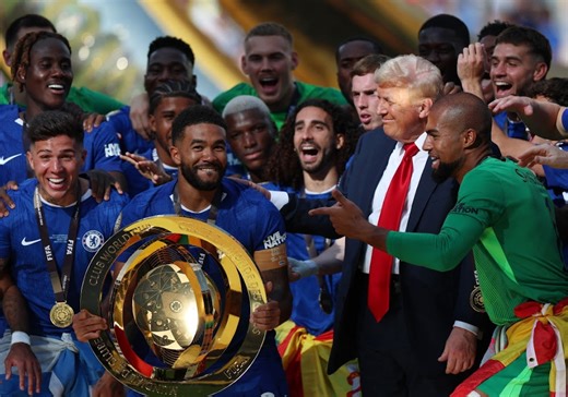 WATCH | Donald Trump crashes Chelsea’s World Cup trophy presentation