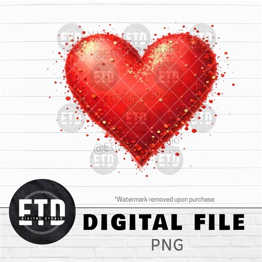 Red Heart Clipart, Digital Instant Download PNG File, Valentines Day Graphic, Love Heart Image, Romantic Design, Glitter Heart Art - Etsy