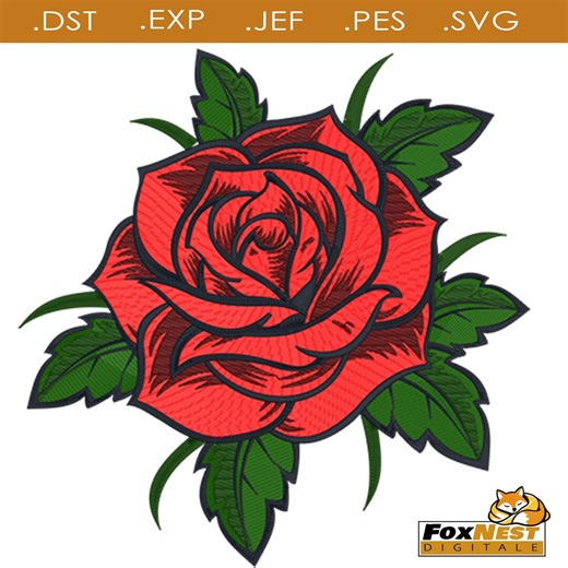 RED ROSE Design, Machine Embroidery Files, Instant Download, Clothing Personalization - Etsy Canada