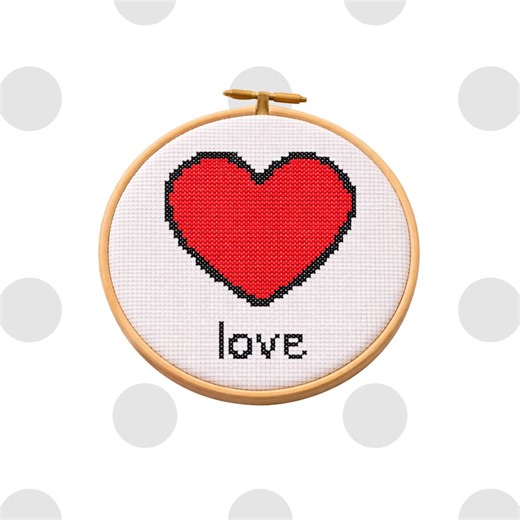 Heart Cross Stitch Pattern | Love Embroidery Design | Easy Beginner PDF | Romantic DIY Gift | Instant Download - Etsy