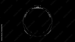 HUD element digital - pending loading screen - loop with loopable segments - circular white on black background