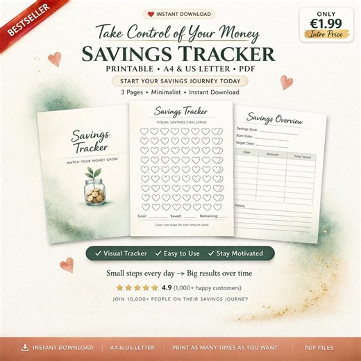 100 Savings Challenge Tracker | Minimalist Visual Money Saving PDF (A4/US Letter) - Etsy