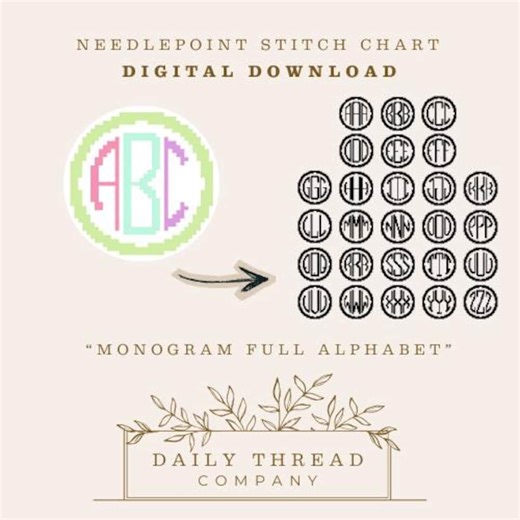 Monogram Alphabet Needlepoint Chart, Bag Charm Pattern Digital Download - Etsy