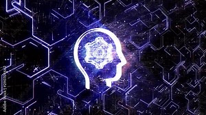 4k Brain AI Artificial Intelligence circuit tag cloud;binary computer code.The Matrix binary text design animation;changing from zero to one digits;abstract tech background.