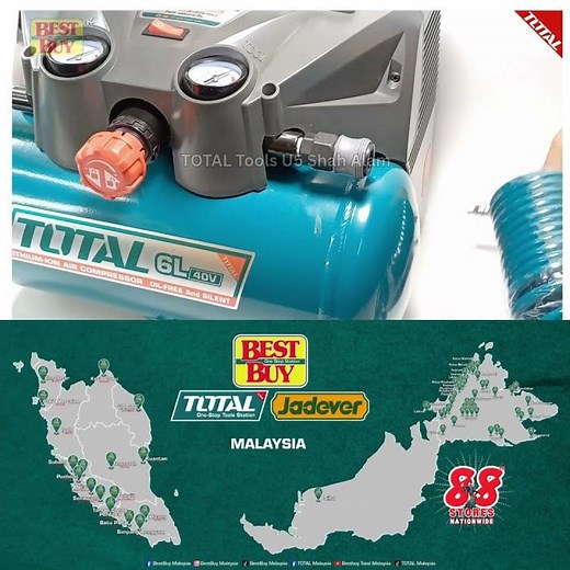 TOTAL Tools 20V 4.0Ah*2pcs Cordless portable air compressor 6Lt 120psi 锂离子电池无线便携式空气压缩机 - TACLI2003