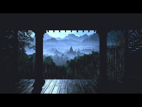 Rainy Jungle Temple Window View – Rain Sounds – Ambience for Reading or Relaxing