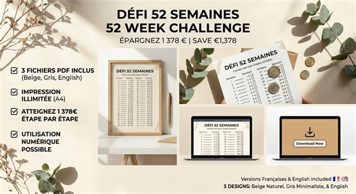 52-week Savings Challenge PDF | Progressive Annual Tracker | Weekly Savings Challenge Printable | Minimalist Budget Planner | Est. 2026 - Etsy