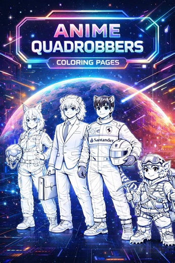 Anime Quadrobics Coloring Page, Printable Animal Mask Coloring Sheet, Digital Download PDF, Kids & Teens Coloring Page