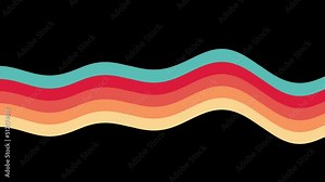 Retro rainbow flag wave, with alpha matte, teal and orange cartoon looping background in 70’s, 80’s style.