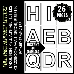 Large Printable Alphabet Letters & Numbers | Block Letter Templates, Classroom Wall Decor Letter of the Week, Teaching Resources PDF - Etsy
