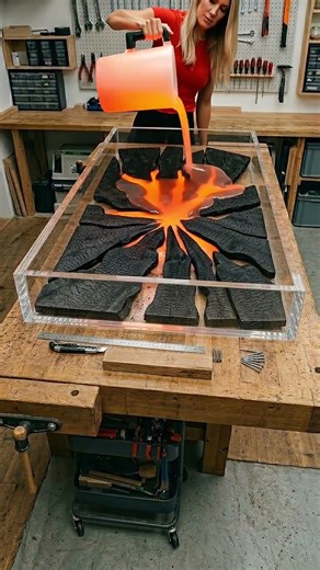 Turned Table Into Lava Core | Epoxy Resin