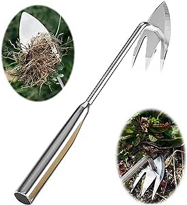 Weeding Artifact Uprooting Weeding Tool, 2024 New Weed Puller Tool Garden Weed Pulling Tool, Thickened Version 3 Teeth Manganese Steel Forged Hand Multifunctional Weeders Tool (B)