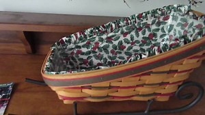 Vintage 1997 Longaberger Sleigh Basket: Holiday Holly Berry Liner & Wrought Iron Runner - Etsy
