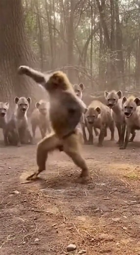 “🐒🤸‍♂️ Acrobat Monkey Escapes Hyenas! 😱 | #monkey #wildlife #viralvideo #animals #shorts #fyp