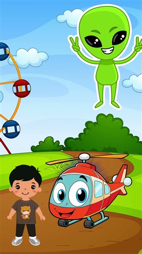 Alien and a boy 👦 good friend Alien 👽 give the helicopter 🚁 #3d #englishcartoonforkids