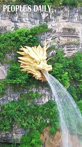 “Dragon” waterfall! A giant dragon head “spews” water from a cliff in Longli County, southwest China’s Guizhou Province, forming a majestic waterfall for visitors. | People's Daily, China
