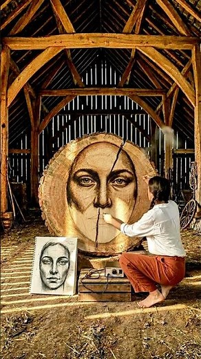 I burned a GIANT portrait into a tree! 🪵🔥 (Wait for it...)