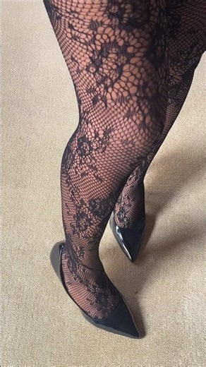 Vintage Floral Fishnet Tights Try On | Not Your Average Fishnets 🖤 #blacktights #nylon #vhkyshop