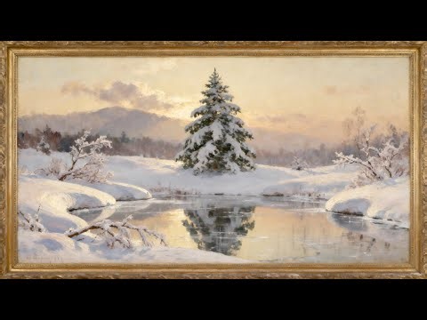 Snowy Tree by the Lake in 4K | Winter Calm TV Art | Serene Nature Screensaver | 4K Nature Ambience
