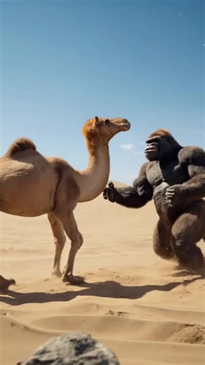 Gorilla vs Camel: Epic Desert Showdown in CGI