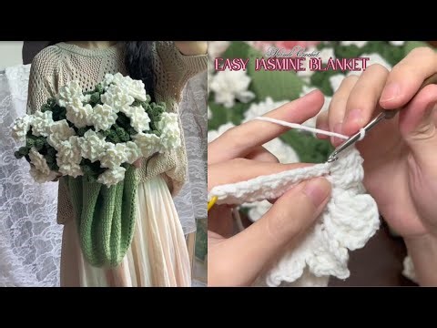 [ENG SUB] How To Crochet Simple Jasmine Blanket | VERY EASY Tutorial For Beginners Step by step
