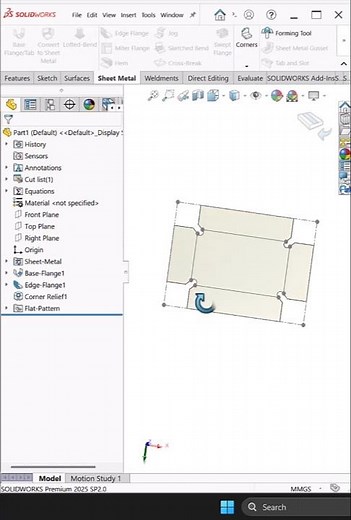 Sheetmetal Corner Relief in SolidWorks | Sheet Metal Corner Tips #shorts