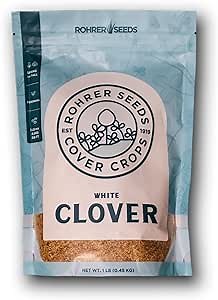 Rohrer Seeds White Clover Seed (1 LB) - Designed for Ground Cover, Natural Erosion Control, a Lawn Alternative, Pasture, Forage, Pollinating Seed & More
