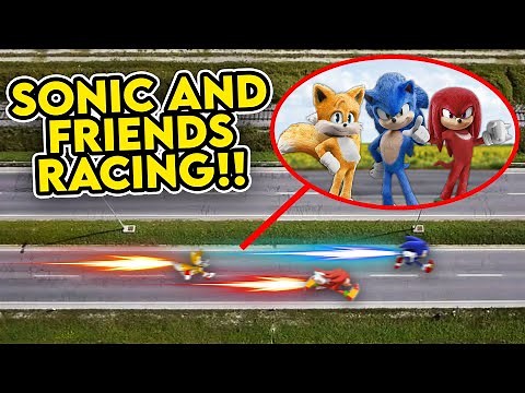 DRONE CATCHES SONIC, KNUCKLES, AND TAILS RACING!! (SONIC THE HEDGEHOG 2)