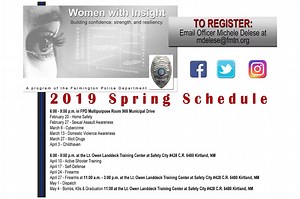 4.5K views · 41 reactions | Registration is now open for our spring 2019 Women with Insight classes. Contact Officer DeLese at mdelese@fmtn.org to register. | Farmington Police Department - New Mexico | Facebook