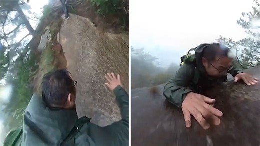 Hiker Records His Own Near-Death Tumble Down Mountain in China on Video