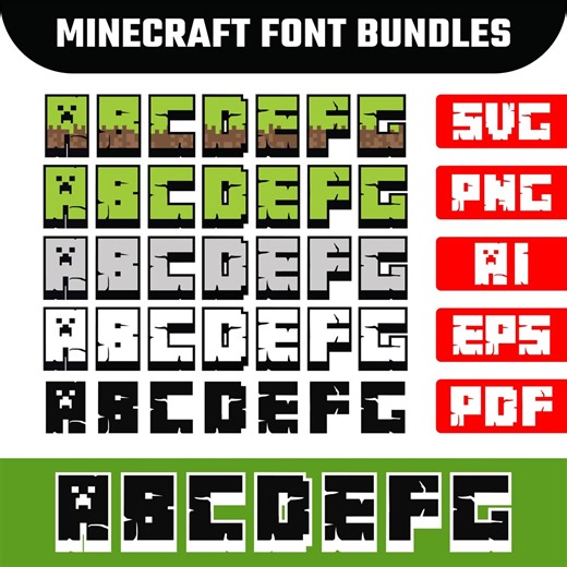 Minecraft Font SVG Bundle | Gamer Alphabet Letters and Numbers | Cricut & Silhouette Cut Files | Minecraft Birthday Invitation Font - Etsy
